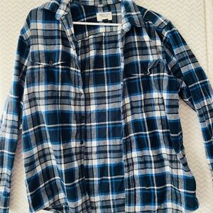 American Eagle Blue and Black Plaid Shirt